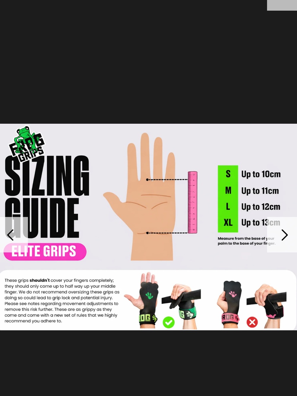 FROG GRIPS® ELITE HD FINGERLESS - ALL BLACK size SMALL Crossfit brand new!! - Picture 8 of 9